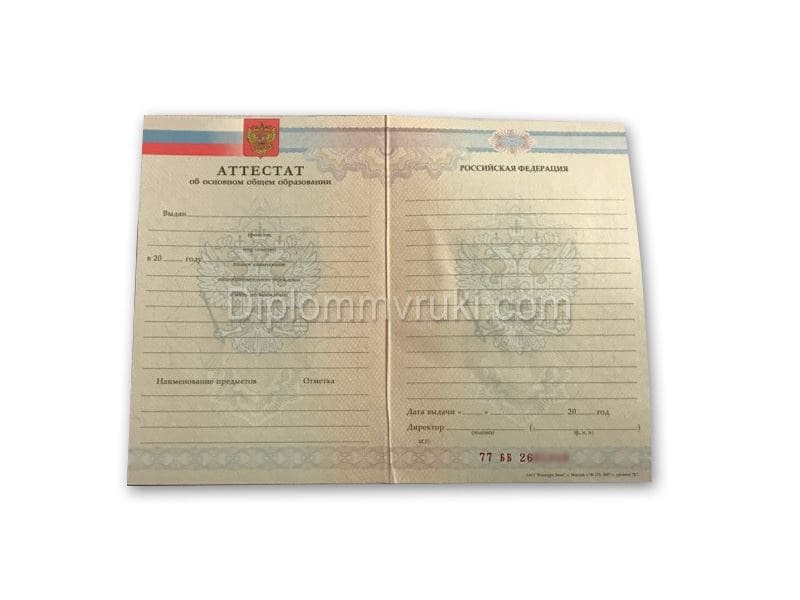 Аттестат об окончании 9 класса 2007 - 2009 года